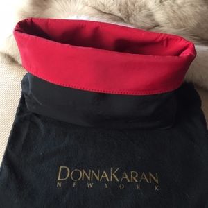 Donna Karan Red and Black Reversible Clutch